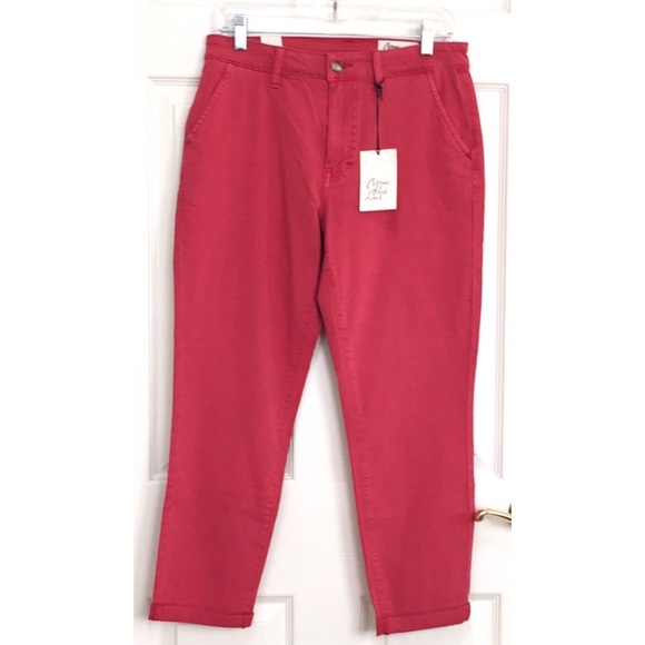 Cosmic Blue Love Women's Cropped Ankle Pants in Coral - Picture 4 of 16